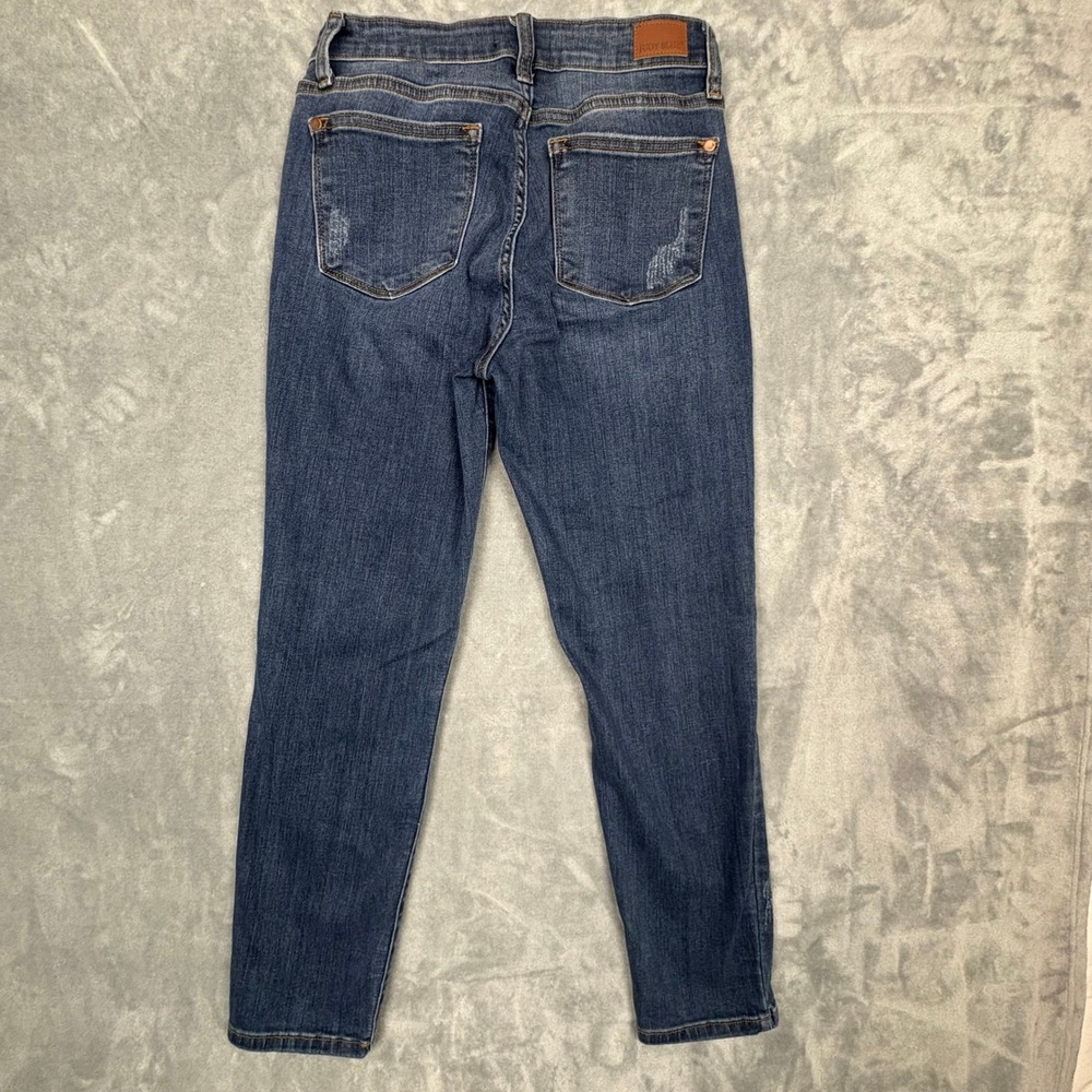 Judy Blue Relaxed Fit Distressed Dark Wash Denim Jeans Size 3/26 Mid Rise Comfy - Picture 6 of 13